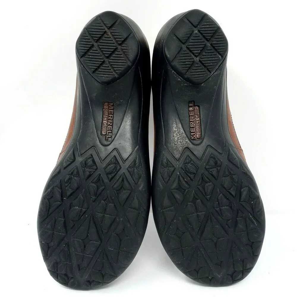 Merrell Veranda Leather Wedge Pumps Comfort Shoes Size 6.5 Brown Non slip